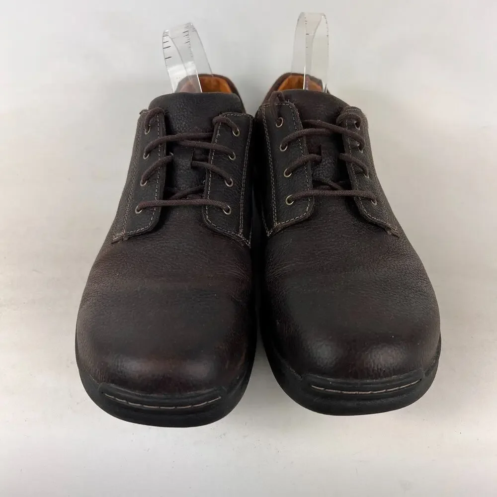 LLbean loafers shoes mens size 10.5 brown pebbled leather lace up office minimal